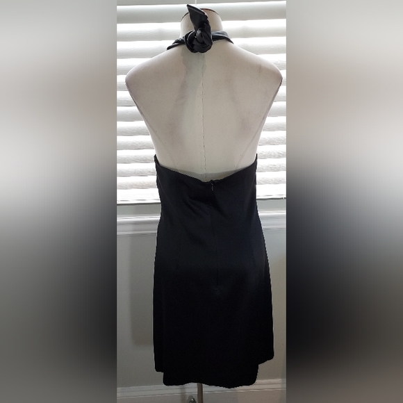 Grace MMXIII Black Halter Faux Leather Neck Tie Dress NWT - Picture 4 of 10